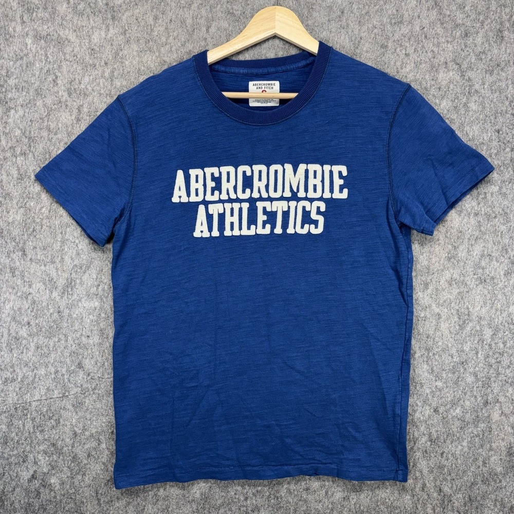 Vintage Y2K Abercrombie and Fitch Athletics T-Shirt Men Small Short Sleeve Blue